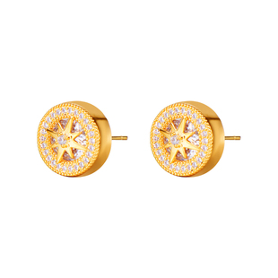 八芒星罗盘耳钉女2026新款爆款轻奢高级感气质耳环纯银针小香耳饰