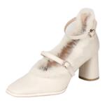 秋冬加绒法式仙女一字扣带高跟鞋女粗跟伴娘鞋中跟毛毛玛丽珍单鞋