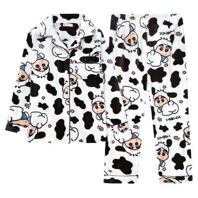 情侣蜡笔小新睡衣男女冬季法兰绒