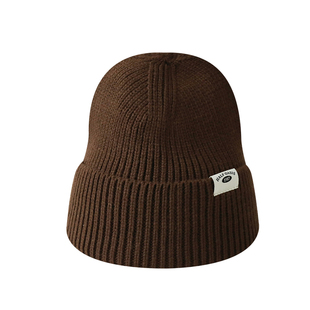 胡茬叔叔针织帽2024新款秋冬时尚布标毛线帽防风保暖套头帽子男女