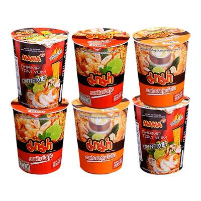 MAMA泰国进口泰氏妈妈方便面杯面条冬阴功特辣酸辣虾泡面速食杯装