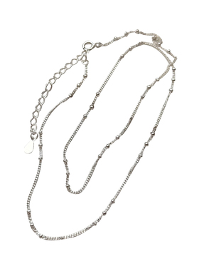 通体S925纯银圆珠裸链素链