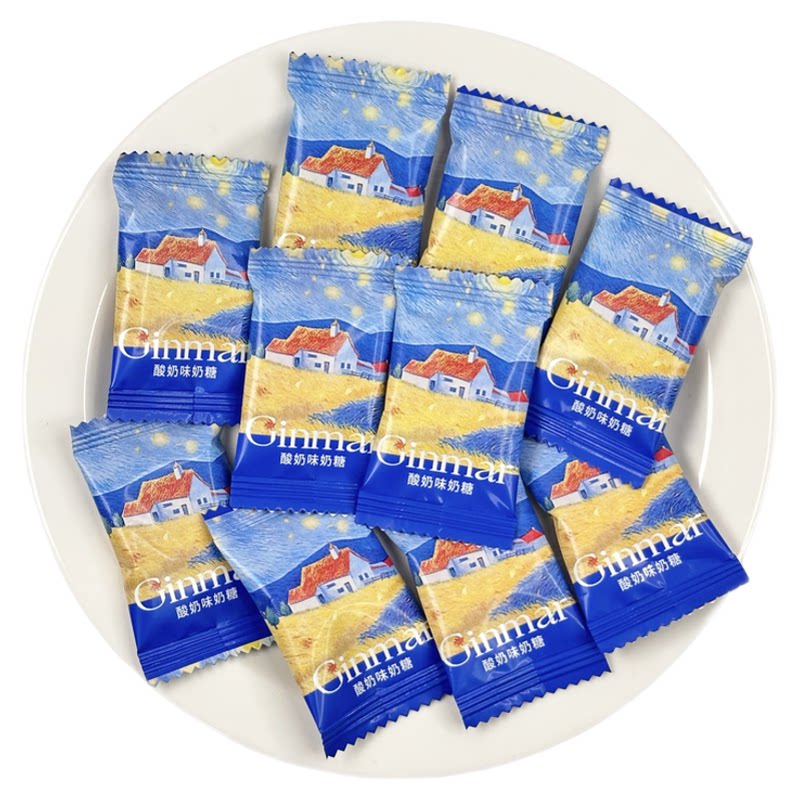 GINMAR金玛酸奶味奶糖高颜值结婚喜糖果草莓味接待茶点心零食散装
