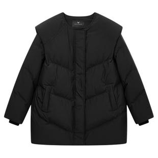 佧茜文功能性羽绒服2025冬季新款通勤感休闲拼接圆领H版型外套