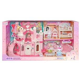 雅斯妮威尼兔大城堡别墅甜品屋客厅卧室双层床女孩过家家儿童玩具