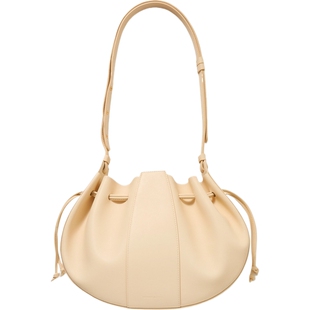 【D11抢先购】Mansur Gavriel女乳白色皮革抽绳腋下包