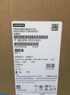 议价6SL3210-1PE13-2UL1西门子G120变频器0.75KW千瓦6SL32101PE13