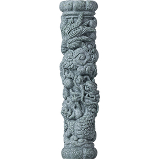 青砂石盘龙柱鱼缸沉水造景国潮精品九龙柱布景创意家居客厅装饰品