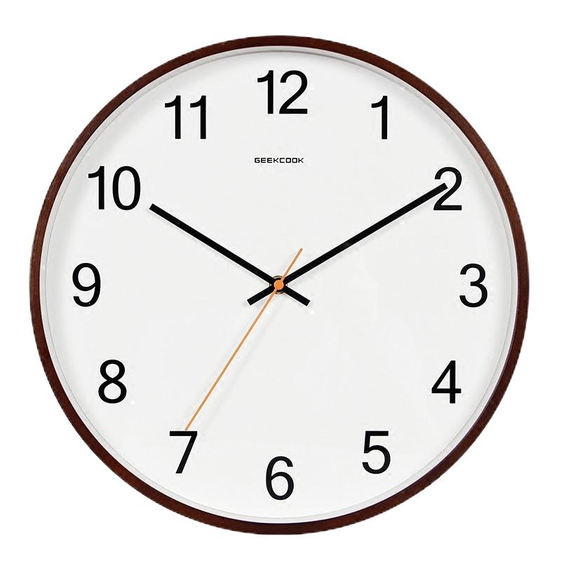 曲木挂钟超静音现代简约创意钟表家用客厅北欧时尚卧室圆形石英钟
