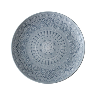 英国陶瓷雾霾蓝郁金香浮雕餐盘家用沙拉碗盘小奢华创意盘子餐具