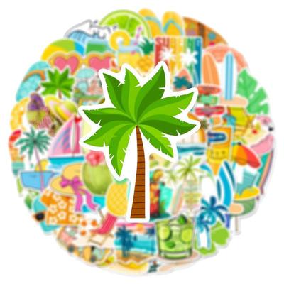 200张夏日椰树海滩小清新贴纸