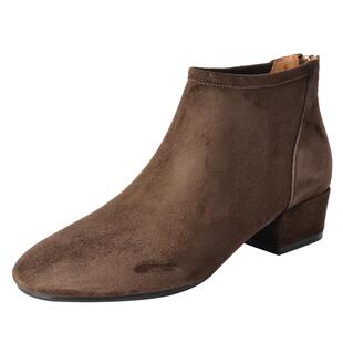 达芙妮真皮绒面短靴女2025冬季新款法式踝靴妈妈鞋加绒靴子马丁靴