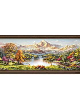 手绘油画客厅挂画山水画靠山图美式沙发背景墙装饰画欧式风景壁画