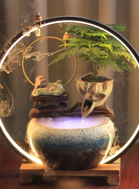 流水器摆件 开业礼品 电视柜办公室小鱼缸新中式陶瓷禅意客厅软装