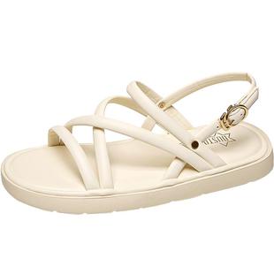 大东绑带凉鞋新款夏季简约时尚仙女风低跟平底细带女鞋0205