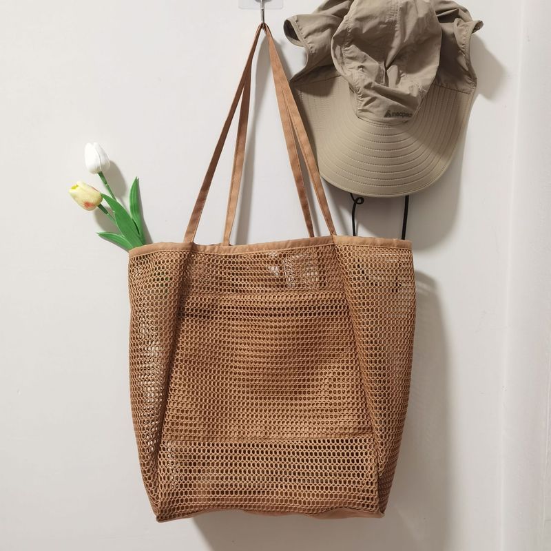 跨境大容量沙滩包户外游泳网布洗漱包洗澡用品收纳包镂空网肩挎包