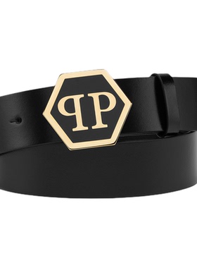 PHILIPP PLEIN 男士商务经典PP六角徽标皮带简约质感日常搭配腰带