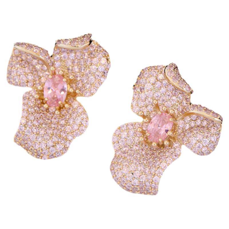 轻奢花卉S925银针重工闪亮耳环