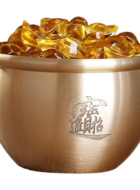 黄铜财进宝百福铜米缸招聚宝盆