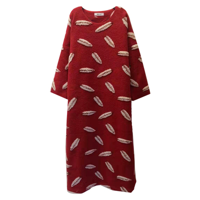 0冬季新款羊毛红色拜年连衣裙