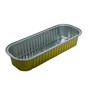 金色锡纸盒加厚圆形外卖打包盒一次性长方形烧烤榴莲盒铝箔蛋糕盒