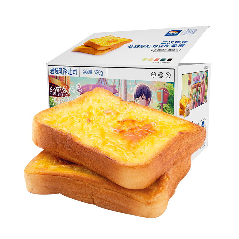 三只松鼠厚岩烧乳酪吐司面包520g整箱蛋糕点心休闲零食早餐代餐