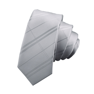 免打结银色条纹拉链领带 时尚手系款上班工作条纹窄领带百搭 包邮