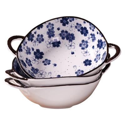 若岚日式双耳家用汤碗