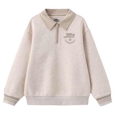 nbakids童装冬季新款男女童刺绣加绒T恤长袖翻领卫衣K244TS002P