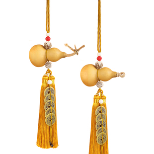 门对门五帝钱天然葫芦挂件大号摆件黄绳开口厕所厨房客厅木干葫芦