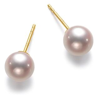 CIRCLE珠宝高亮小灯泡光泽akoya天然海水珍珠耳饰耳环18k金耳钉女