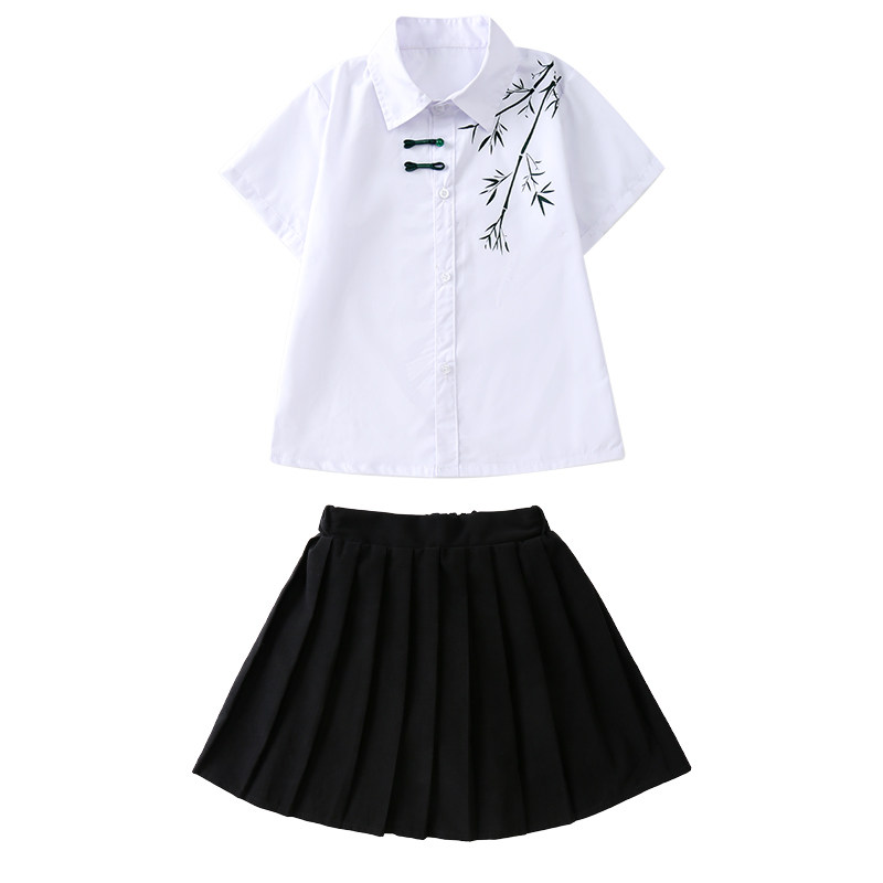 六一儿童演出服小学生合唱服夏季印花短袖国风套装幼儿园毕业班服