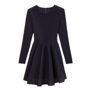 Maje Outlets秋冬女装法式气质黑色蓬蓬裙短款收腰显瘦连衣裙伞裙