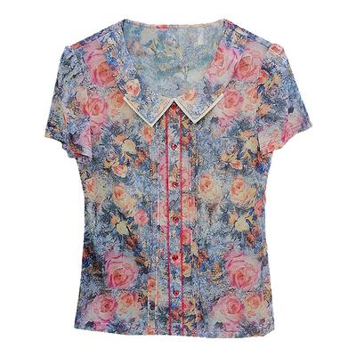 速干网纱新款女装上衣妈妈夏装