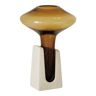 梵其 中古花瓶玻璃高级感花艺摆件客厅茶几餐边柜装饰品轻奢插花