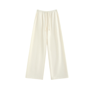 【绘白】高线定制雪绒肌理感慵懒感显瘦松紧腰白色拖地裤-32325