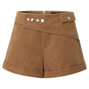 uhot/诱货卡其色卡布奇诺烫钻短裤高腰奢华优雅慵懒感 UWWW3D756M