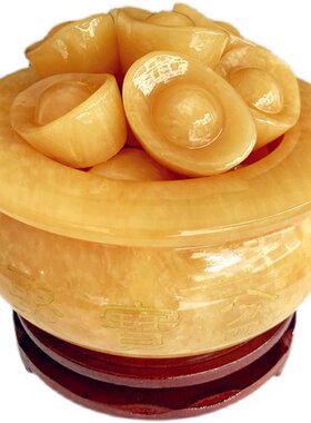 玉石摆件现代客厅吉祥黄玉祝福