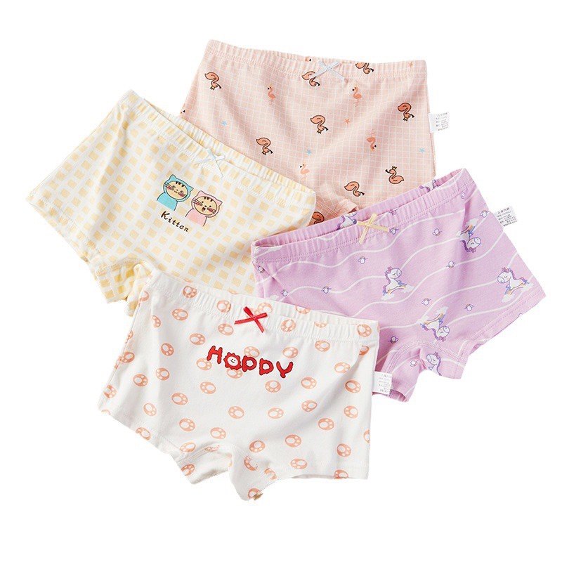 儿童内裤女童纯棉宝宝四角裤平角短裤中大童100%全棉女孩不夹屁屁