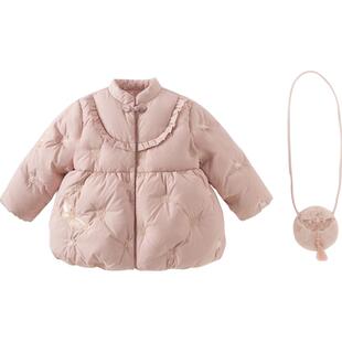【抗菌绒】戴维贝拉儿童羽绒服2026冬装新款女童三防中国风外套