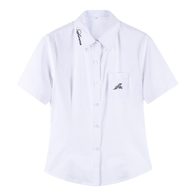 墨秋JK制服原创设计24℃收腰修身短袖衬衫夏日系百搭制服上衣女
