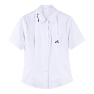 墨秋JK制服原创设计24℃收腰修身短袖衬衫夏白色百搭制服上衣女