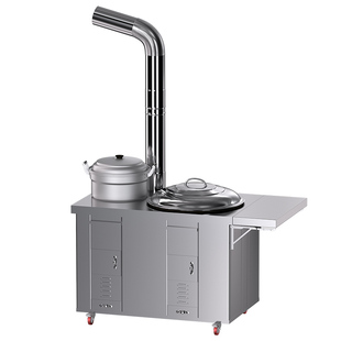 蒸锅双灶304不锈钢灶炉用柴火灶家用烧木柴大锅台农村无烟土灶台