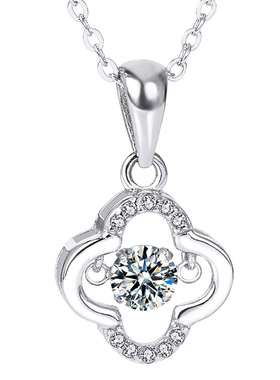 跳动的心四叶草森系学生银项链