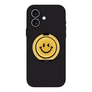真液态不发黑手机壳硅胶iPhone保护套笑脸360°旋转支架高级感苹果17新款高颜值16小众独特15精致女孩14新款