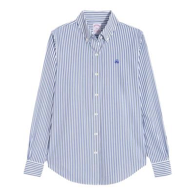 布克兄弟女士纽扣领免烫条纹衬衫