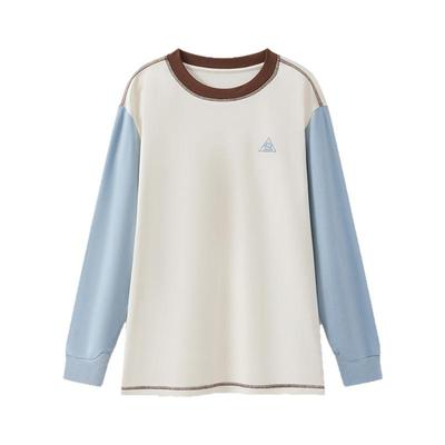 CLOUDSPACE【云朵弹弹T】撞色复古显瘦长袖休闲T恤女2025春秋上衣
