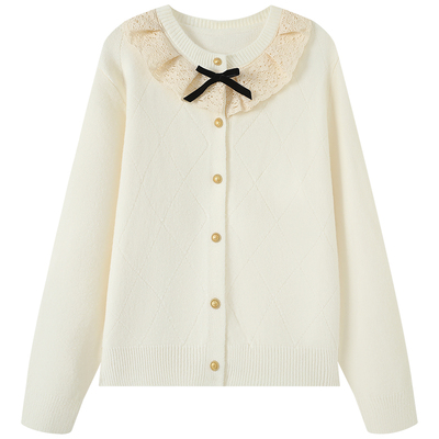慕兔法式蝴蝶结针织开衫