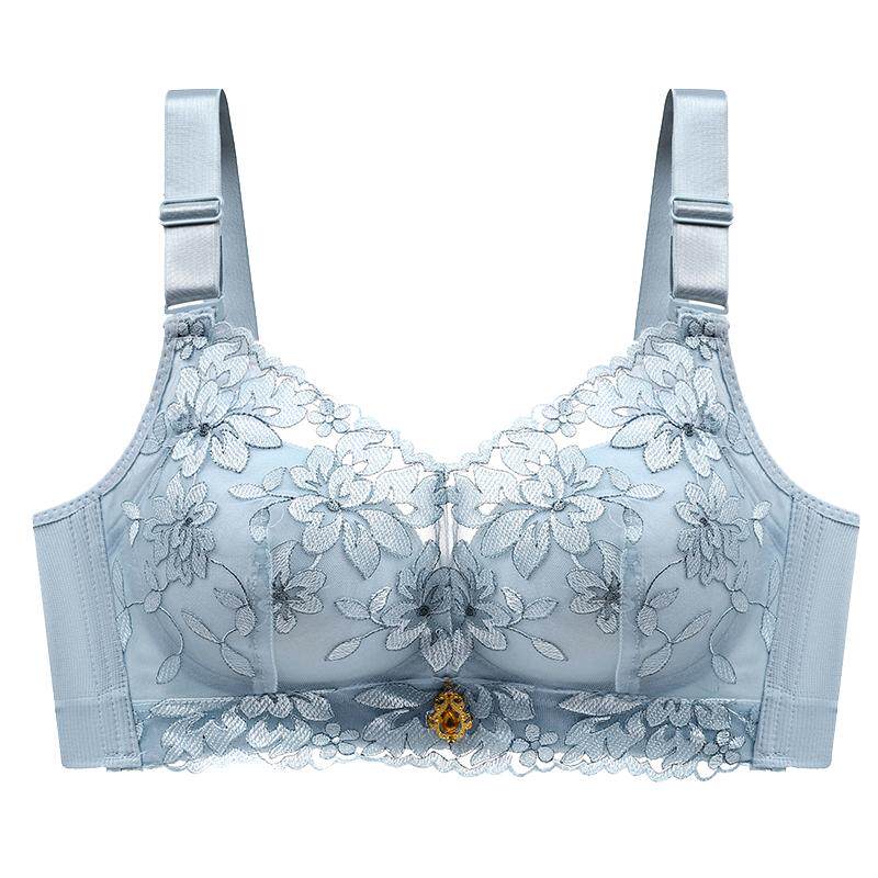 小胸内衣女无钢圈聚拢性感刺绣加厚文胸收副乳上托防下垂胸罩无磁