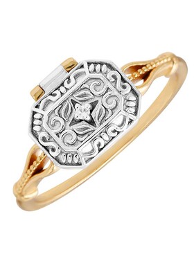 S925银复古花纹宝藏盒子戒指